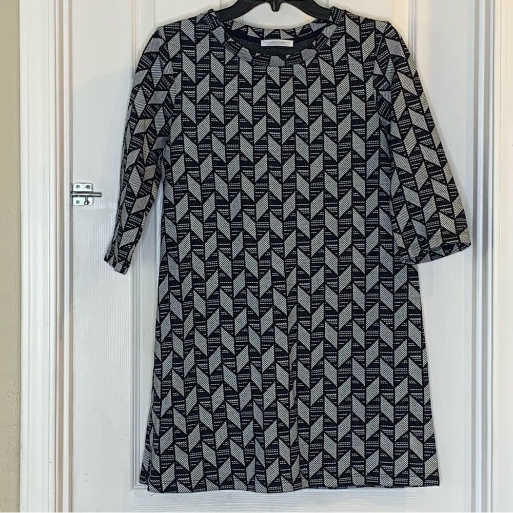 Zara Trafaluc Geometric Knit Shift Dress Size Large